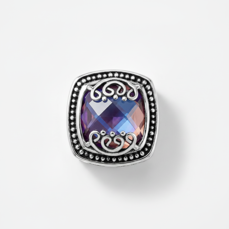 Rainbow Blush Quartz Slide Charm - Sterling Silver Limited Edition Slide Charm by Lori Bonn