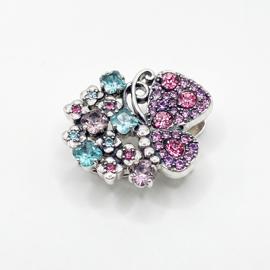 Butterfly Garden Swarovski Slide Charm - Sterling Silver Sample Slide Charm by Lori Bonn