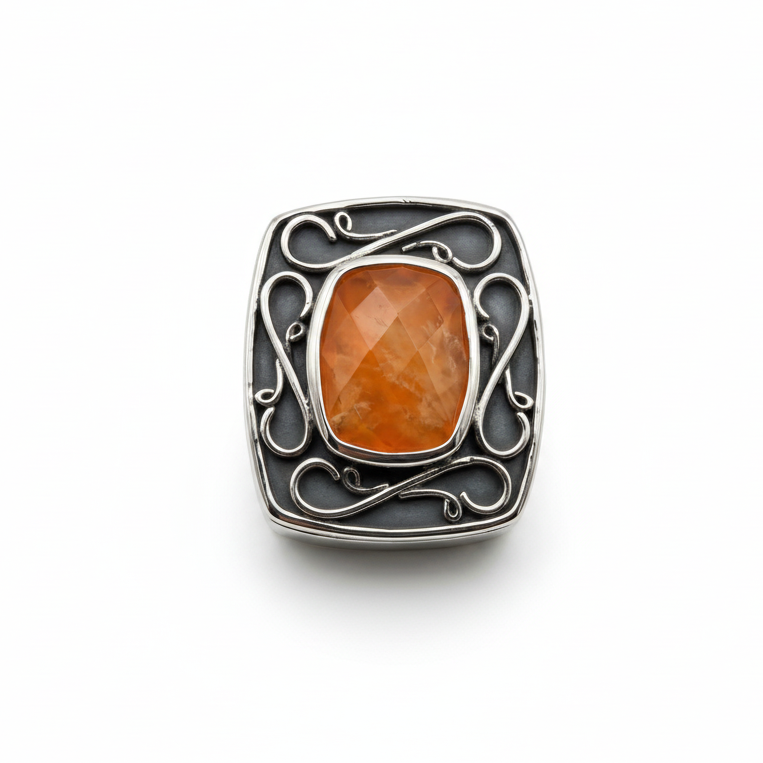 Carnelian Slide Charm - Sterling Silver Limited Edition Slide Charm by Lori Bonn