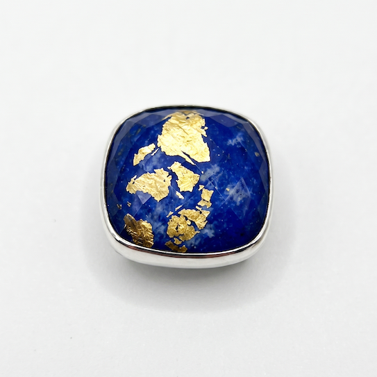 Gold Leaf Lapis Doublet Slide Charm - Sterling Silver Sample Slide Charm by Lori Bonn