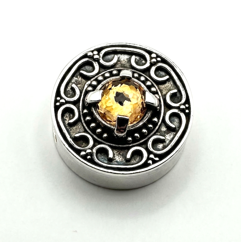 Gold Quartz Doublet Scroll Slide Charm - Sterling Silver Sample Slide Charm by Lori Bonn