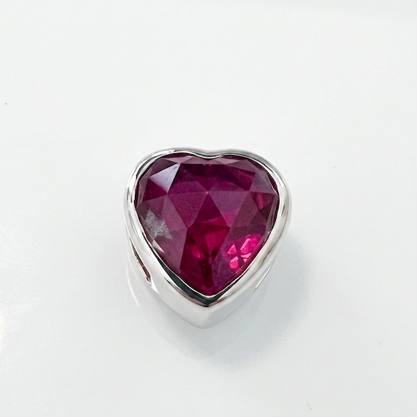 Hydro Ruby Heart Slide Charm - Sterling Silver Sample Slide Charm by Lori Bonn