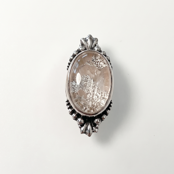 Lace Under Quartz Slide Charm - Sterling Silver Limited Edition Slide Charm by Lori Bonn