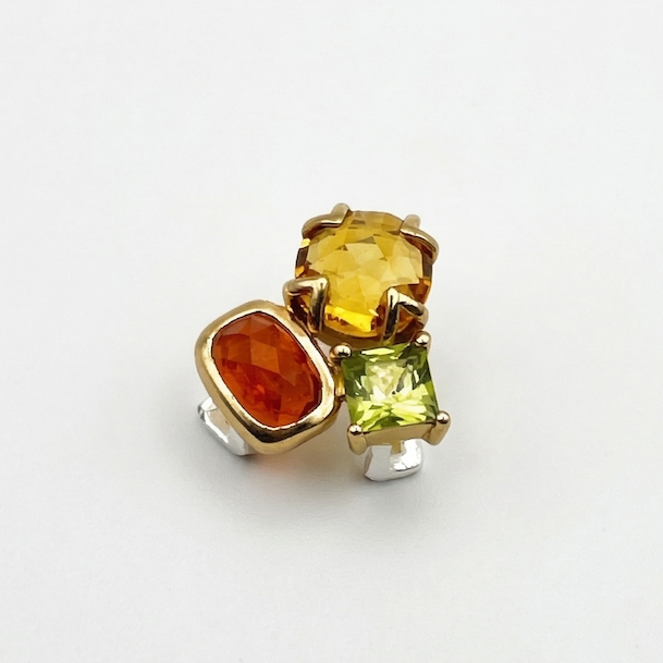 Carnelian, Citrine & Peridot Triple Stone Slide Charm | Sample