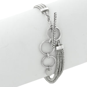 Triple strand silver slide charm bracelet -Short