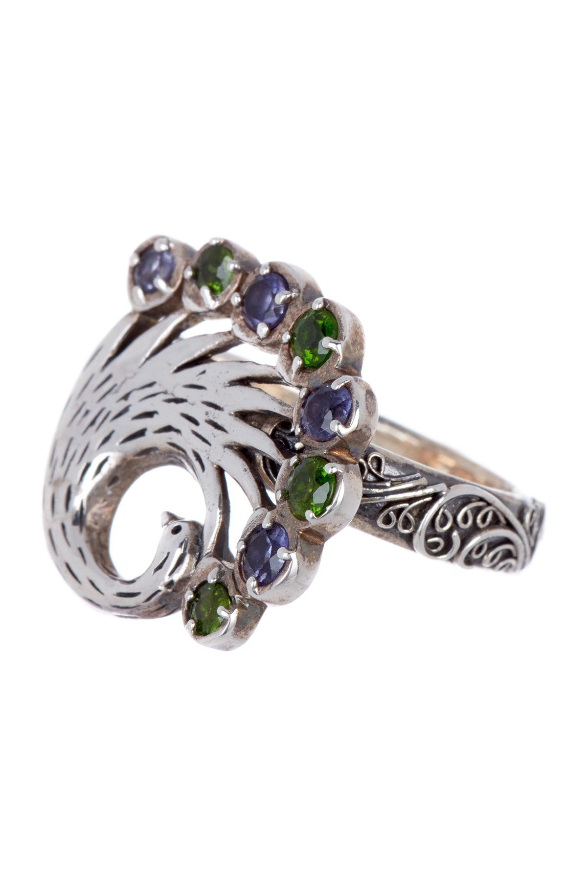 Peacock Ring in Sterling Silver Resizeable – Jambo