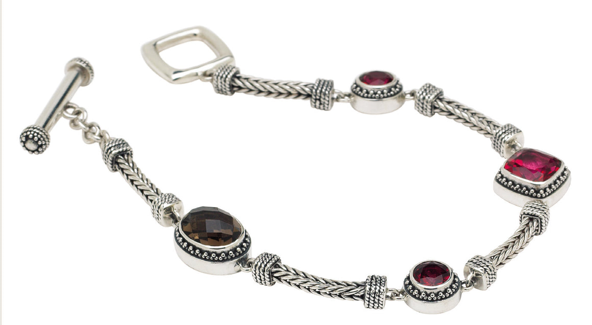 Harlequin Foxtail Chain Bracelet w/ Gemstones