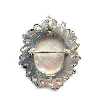 Bloom Gemstone Framed Oval Pin/Pendant