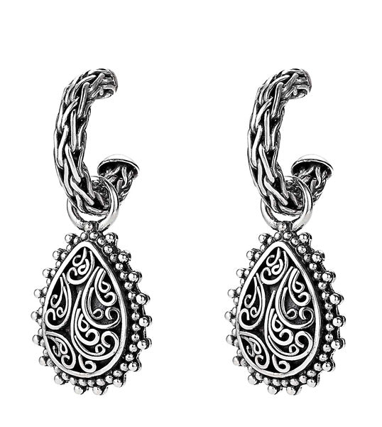 wanderlust charm drop hoop earring