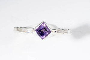 February Amethyst stackable ring