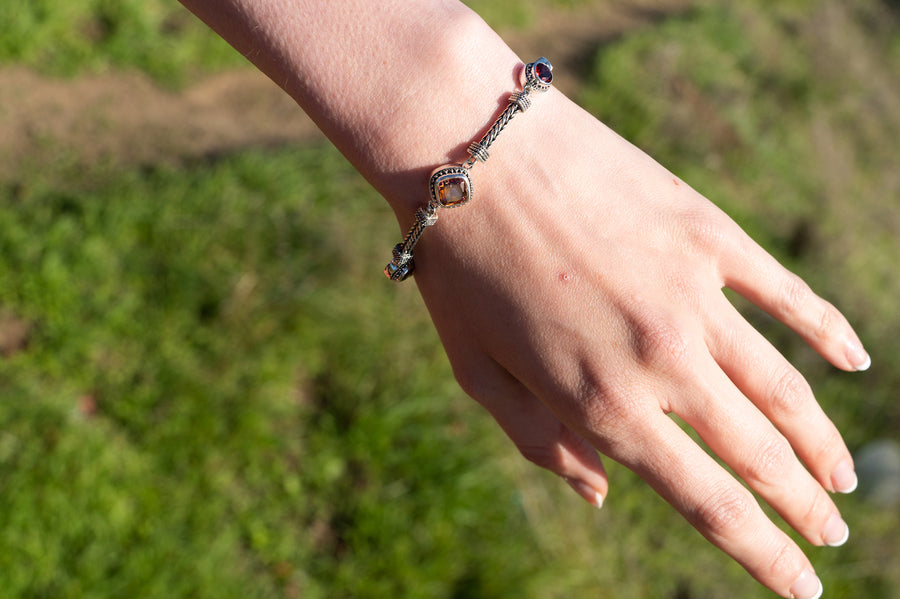 Harlequin Foxtail Chain Bracelet w/ Gemstones