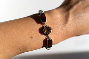 Casbah triple stone handwoven snake chain bracelet