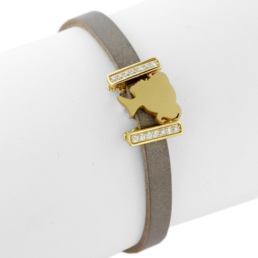 The Golden Girl Leather Slide Charm Bracelet