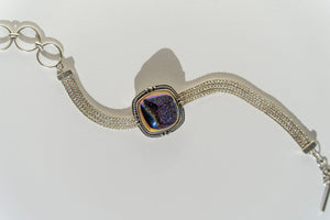 Limited Edition Sterling Silver Slide Charm with Cushion Blue Window Drusy
