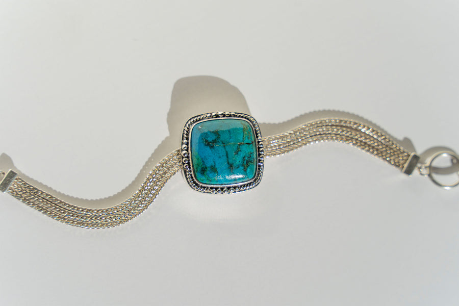 Limited Edition Sterling Silver Slide Charm with Cushion Chrysocolla