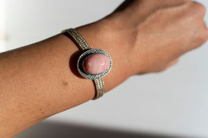 Limited Edition Sterling Silver Slide Charm with Pink Opal